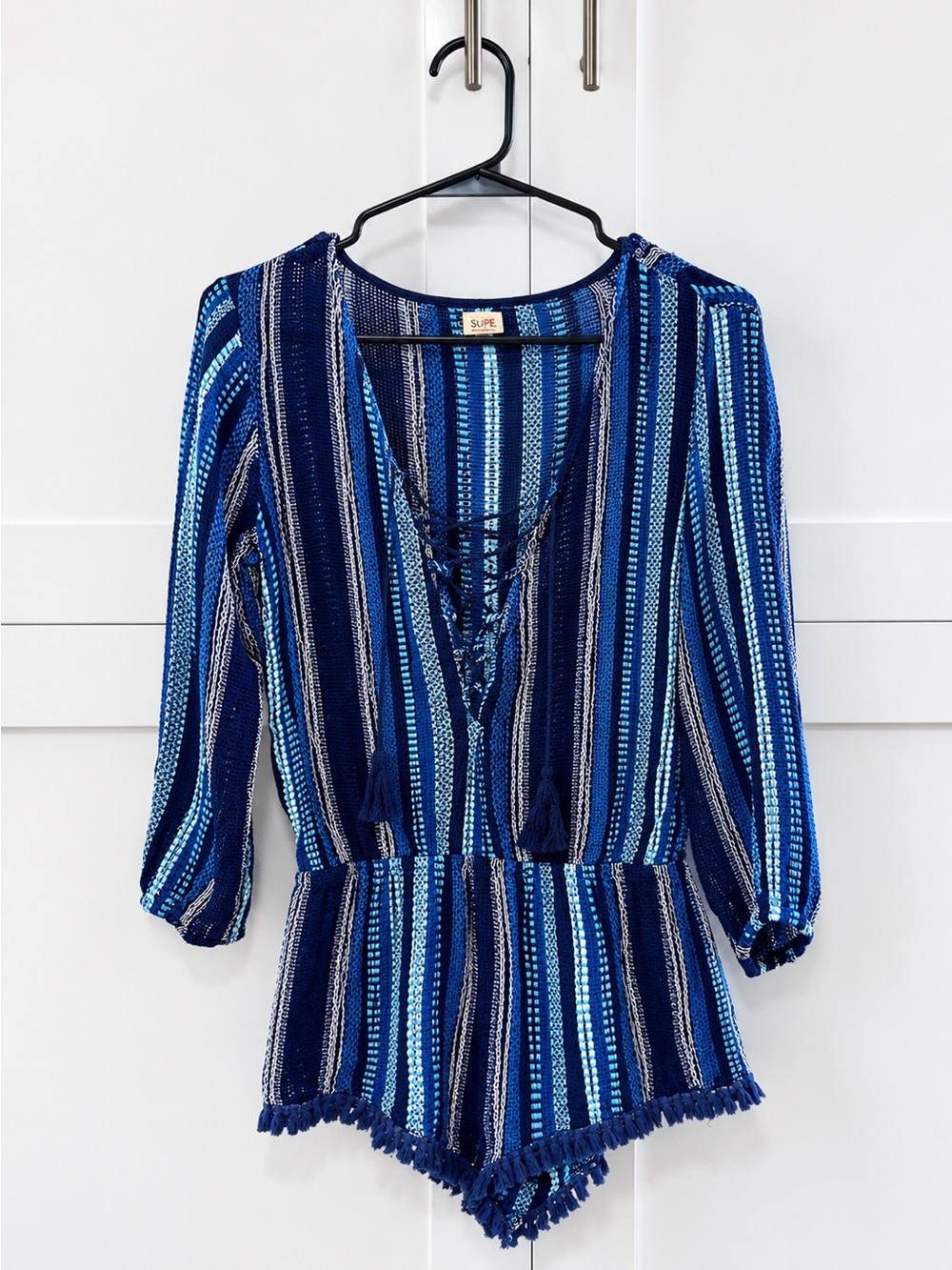 Surf Gypsy Navy & Blue Striped Lace-Up Romper